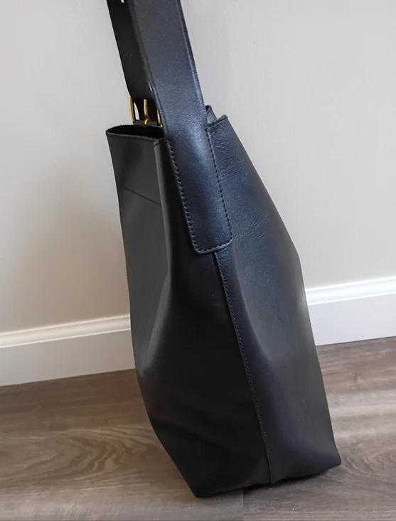 Madewell Classic True Black Cow Leather The Essential Bucket Tote Bag Mininalist - Picture 4 of 9